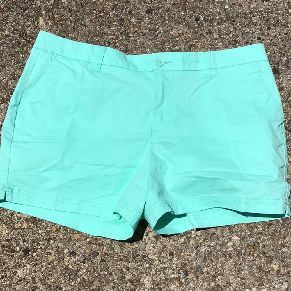 Magellan Outdoors Womens Shorts Happy Camper Flat Front Mint Green Size 14